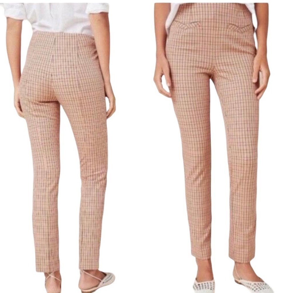 Anthropologie Womens Size 4 High Rise Trouserr Plaid Essential Stretch Office